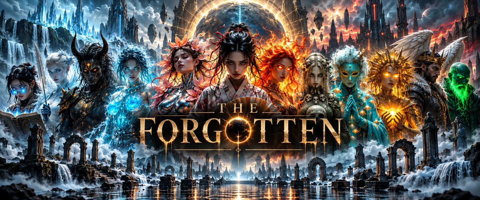 THE FORGOTTEN · gods, cyborgs and fallen rulers before ancient ruins